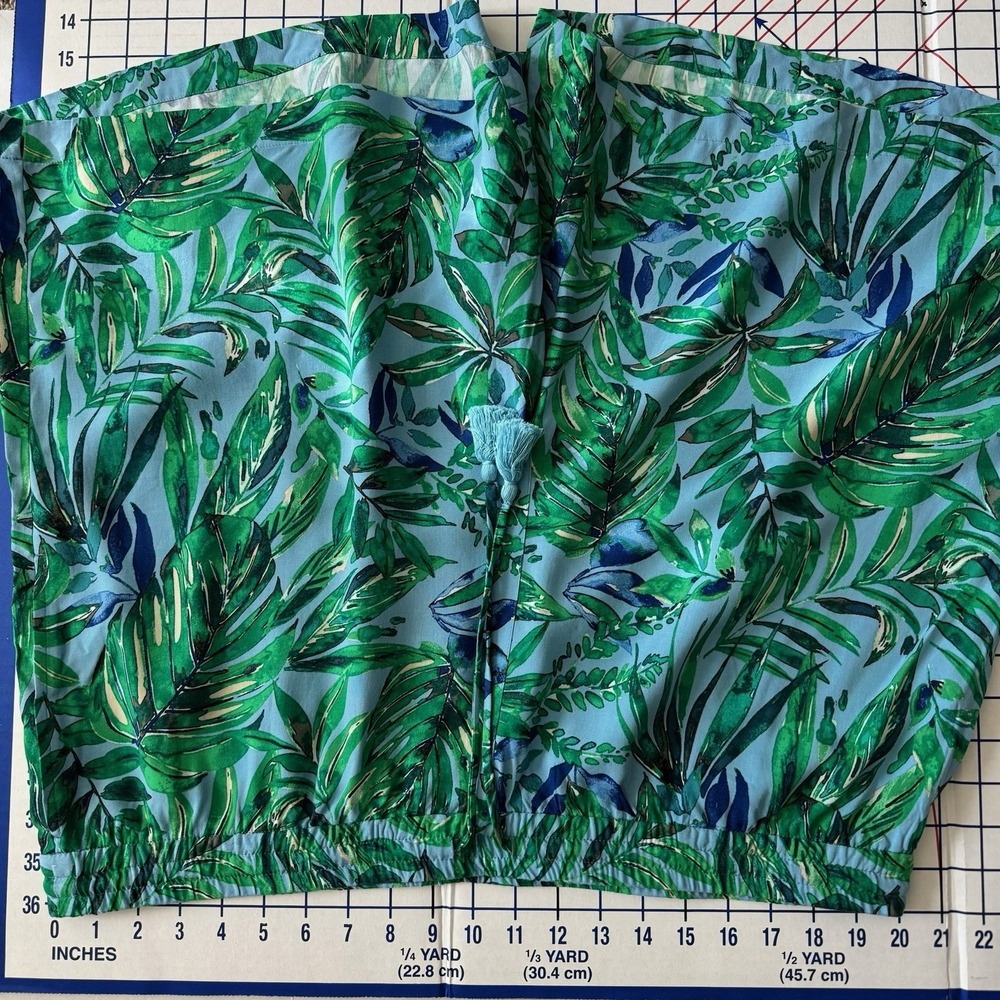 J. Jill Tropical Palm Shorts Blue Green 2X Vacation Summer Beach Cruise Resort - Picture 11 of 14